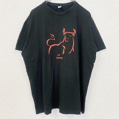 古着 used　REGENT　半袖プリントTシャツ　Bull fight　レトロデザイン　クルーネック　黒　ブラック　XLサイズ