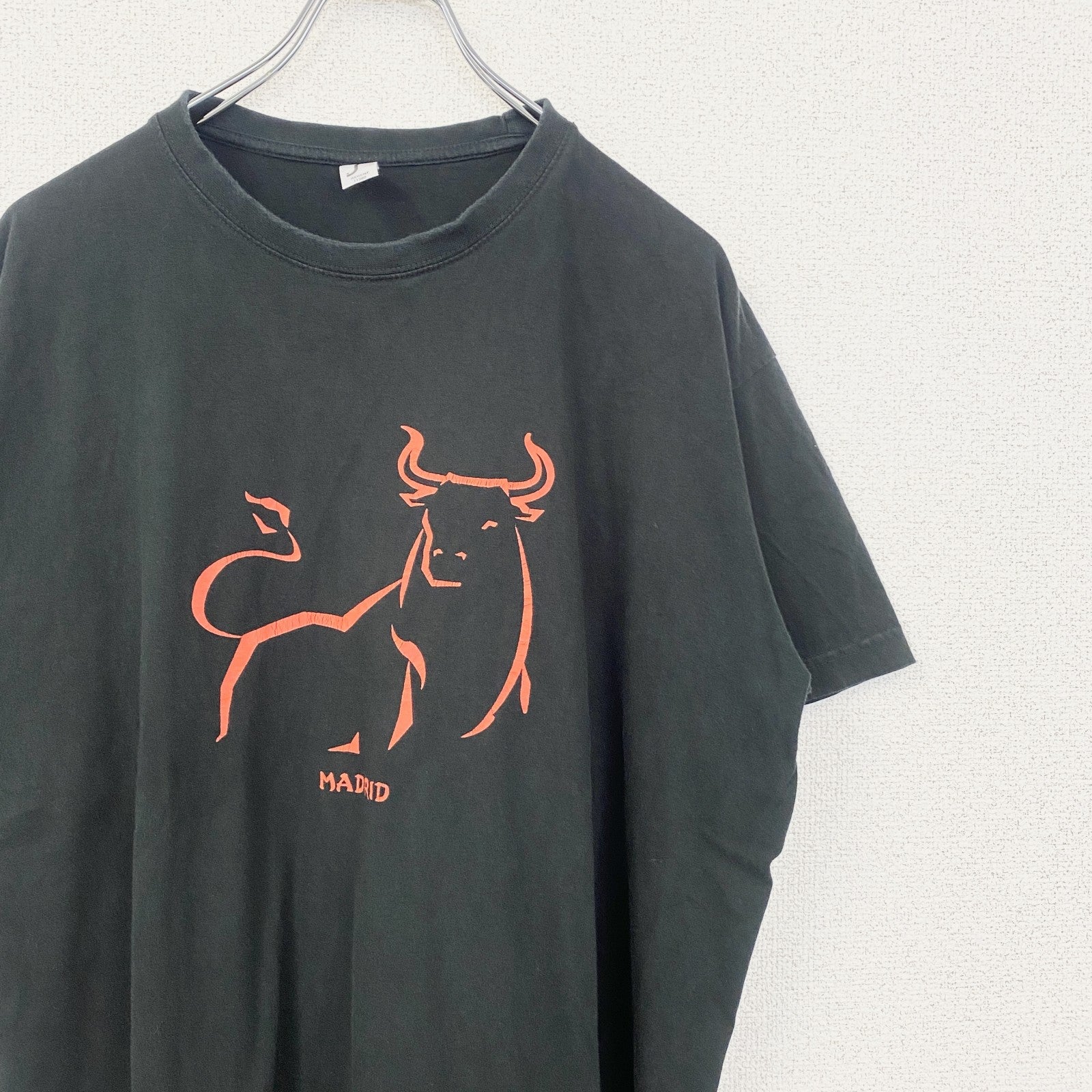 古着 used　REGENT　半袖プリントTシャツ　Bull fight　レトロデザイン　クルーネック　黒　ブラック　XLサイズ