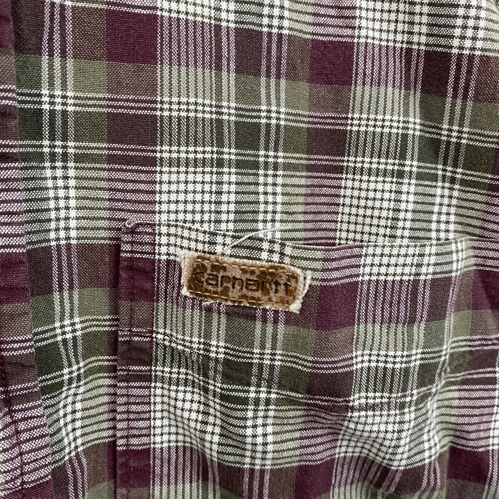 Carhartt　カーハート　半袖ボタンダウンシャツ　チェック柄　ボルドー