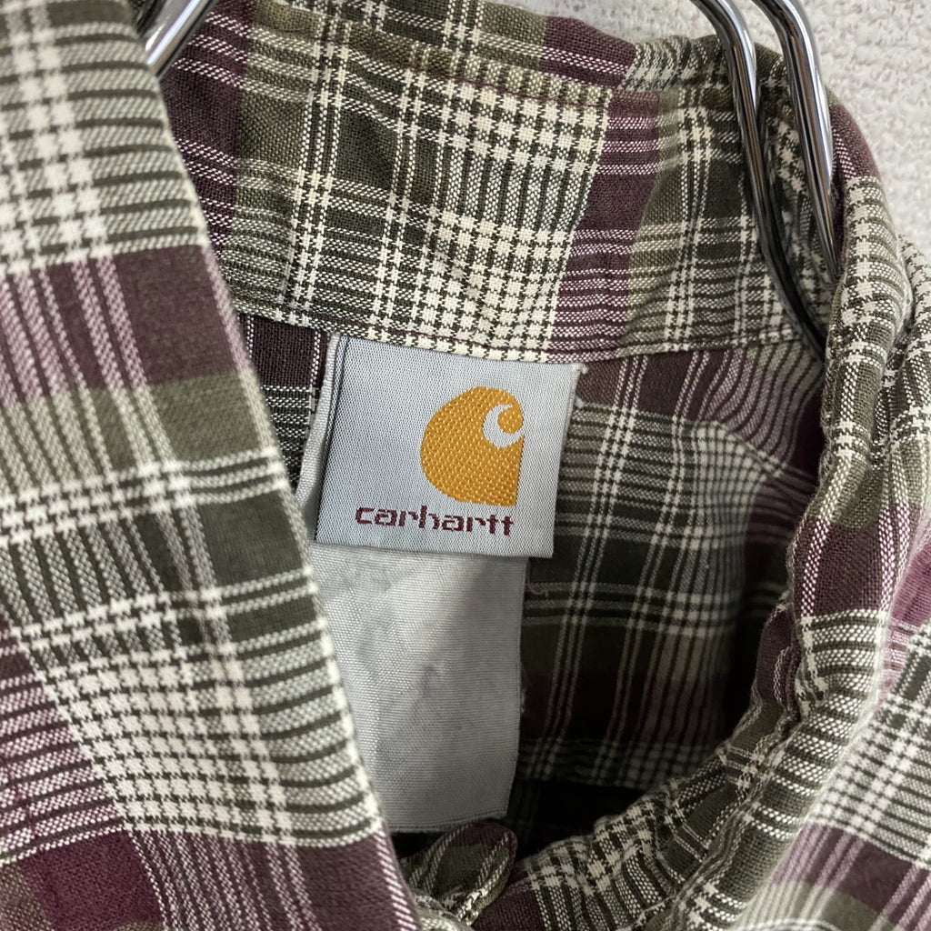 Carhartt　カーハート　半袖ボタンダウンシャツ　チェック柄　ボルドー