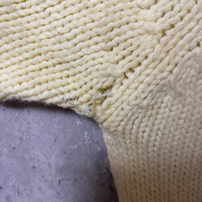 古着　used　Acrylic Fibre　長袖ニット　デザインセーター　マリン柄　海モチーフ　カニ　白　ホワイト　Lサイズ