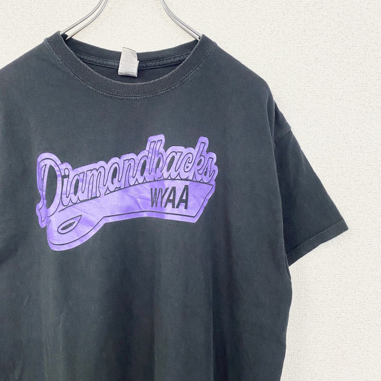 古着 used　GILDAN ギルダン　半袖プリントTシャツ　クルーネック　MLB　ダイヤモンドバックス　黒　ブラック　Lサイズ
