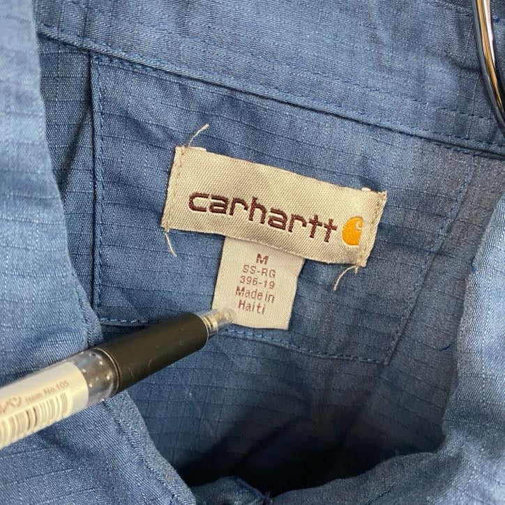 Carhartt　カーハート　ダブルポケット　半袖ワークシャツ　青　ブルー　Mサイズ