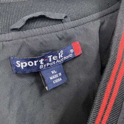 Sport－Tek　プルオーバージャケット　Vネック　ワッペン　黒　ブラック　赤　レッド　XLサイズ