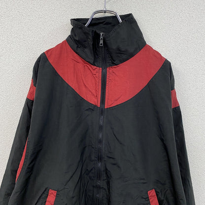80s　Kampus Kolors　フルジップナイロンジャケット　アーチプリント　3連プリント　ストリート　黑　ブラック　Lサイズ