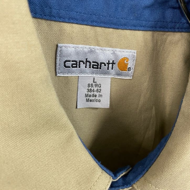 Carhartt　カーハート　半袖ワークシャツ　ボタンダウン　ダブルポケット　ベージュ　Lサイズ