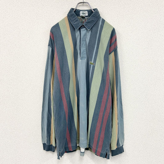 ～80s　IZOD LACOSTE　ラコステ　長袖ポロシャツ　比翼仕立て　ヴィンテージ　総柄　Lサイズ