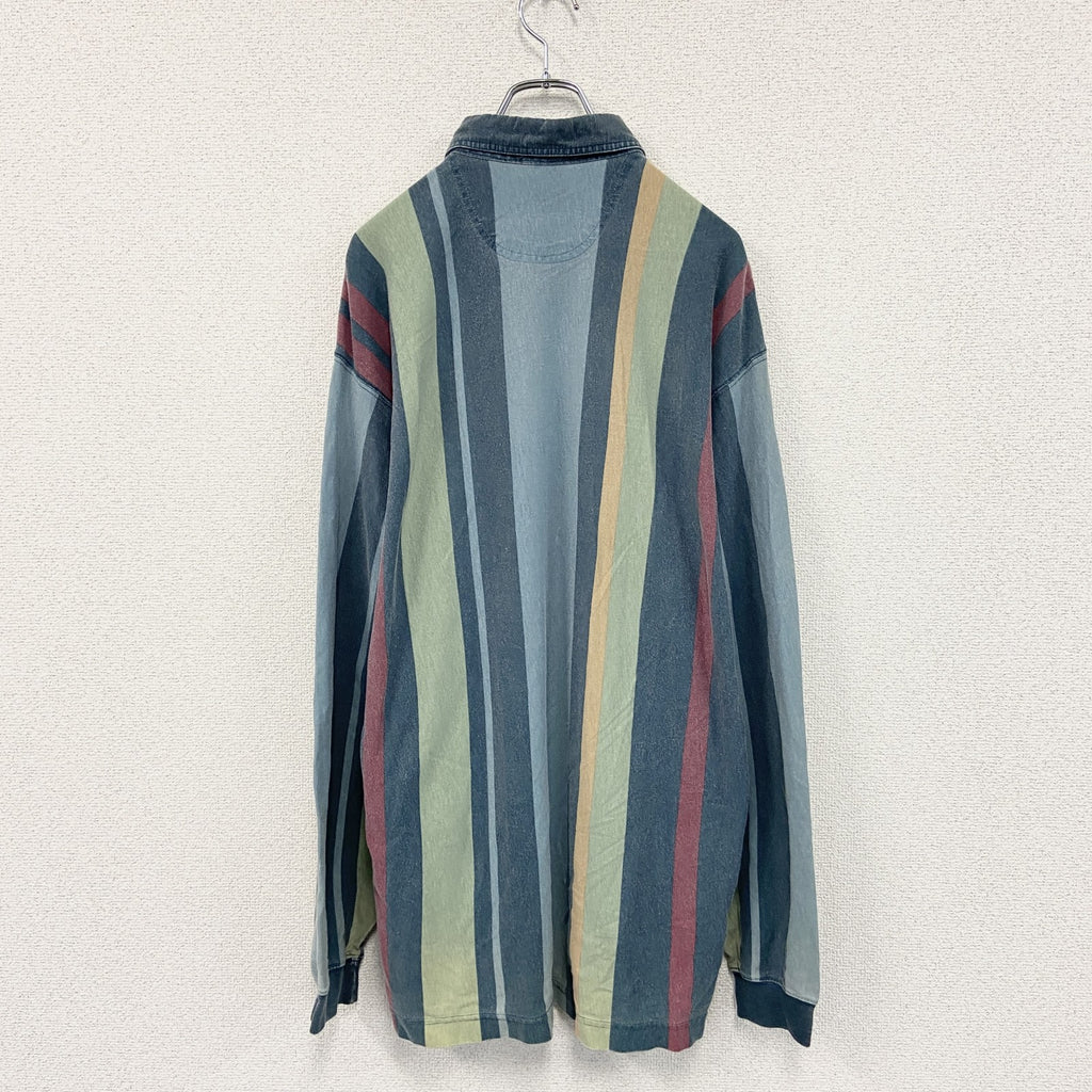 ～80s　IZOD LACOSTE　ラコステ　長袖ポロシャツ　比翼仕立て　ヴィンテージ　総柄　Lサイズ