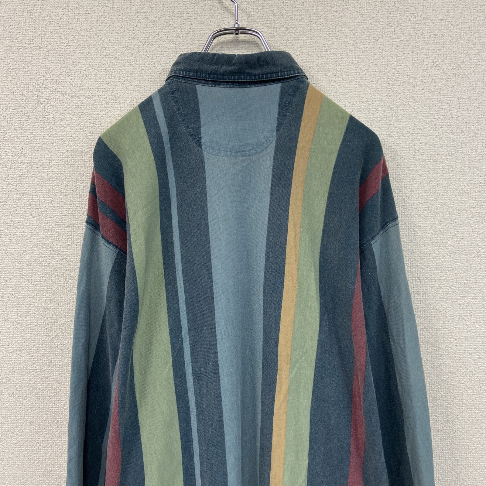 ～80s　IZOD LACOSTE　ラコステ　長袖ポロシャツ　比翼仕立て　ヴィンテージ　総柄　Lサイズ