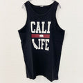 古着 used タンクトップ　ノースリーブス　CALI LIFE　熊　クマ　アニマル　レトロデザイン　黒　ブラック