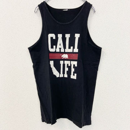 古着 used タンクトップ　ノースリーブス　CALI LIFE　熊　クマ　アニマル　レトロデザイン　黒　ブラック