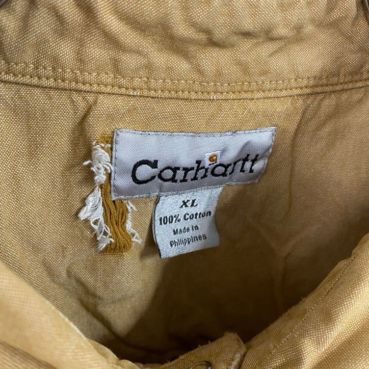 Carhartt　カーハート　半袖ワークシャツ　ボタンダウンシャツ　ダブルポケット　ベージュ　XLサイズ
