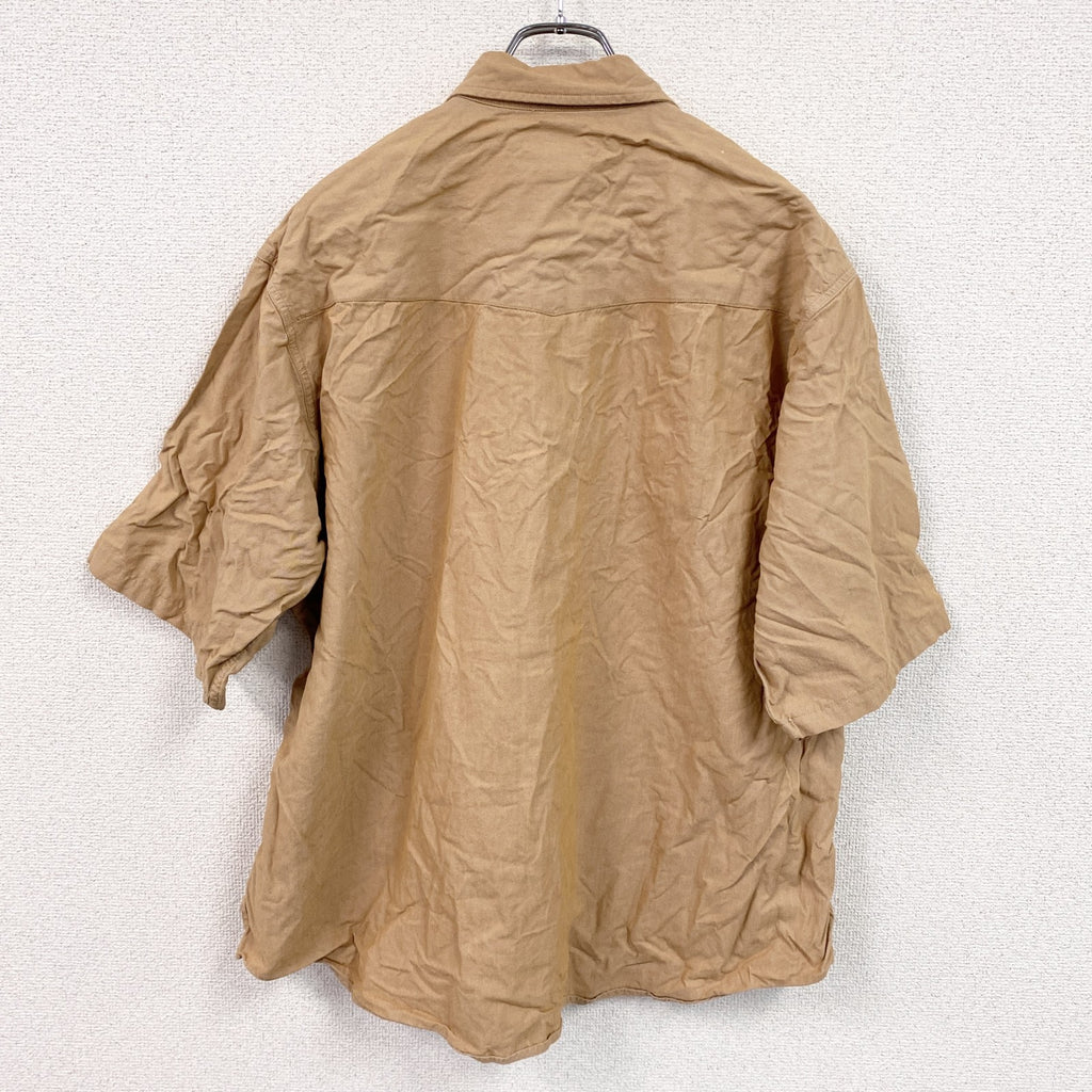 Carhartt　カーハート　半袖ワークシャツ　ボタンダウンシャツ　ダブルポケット　ベージュ　XLサイズ