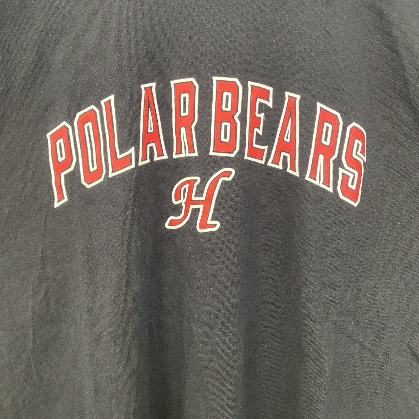 古着 used　PORT＆COMPANY　半袖プリントロゴTシャツ　クルーネック　POLAR BEARS　レトロ　黒　Mサイズ