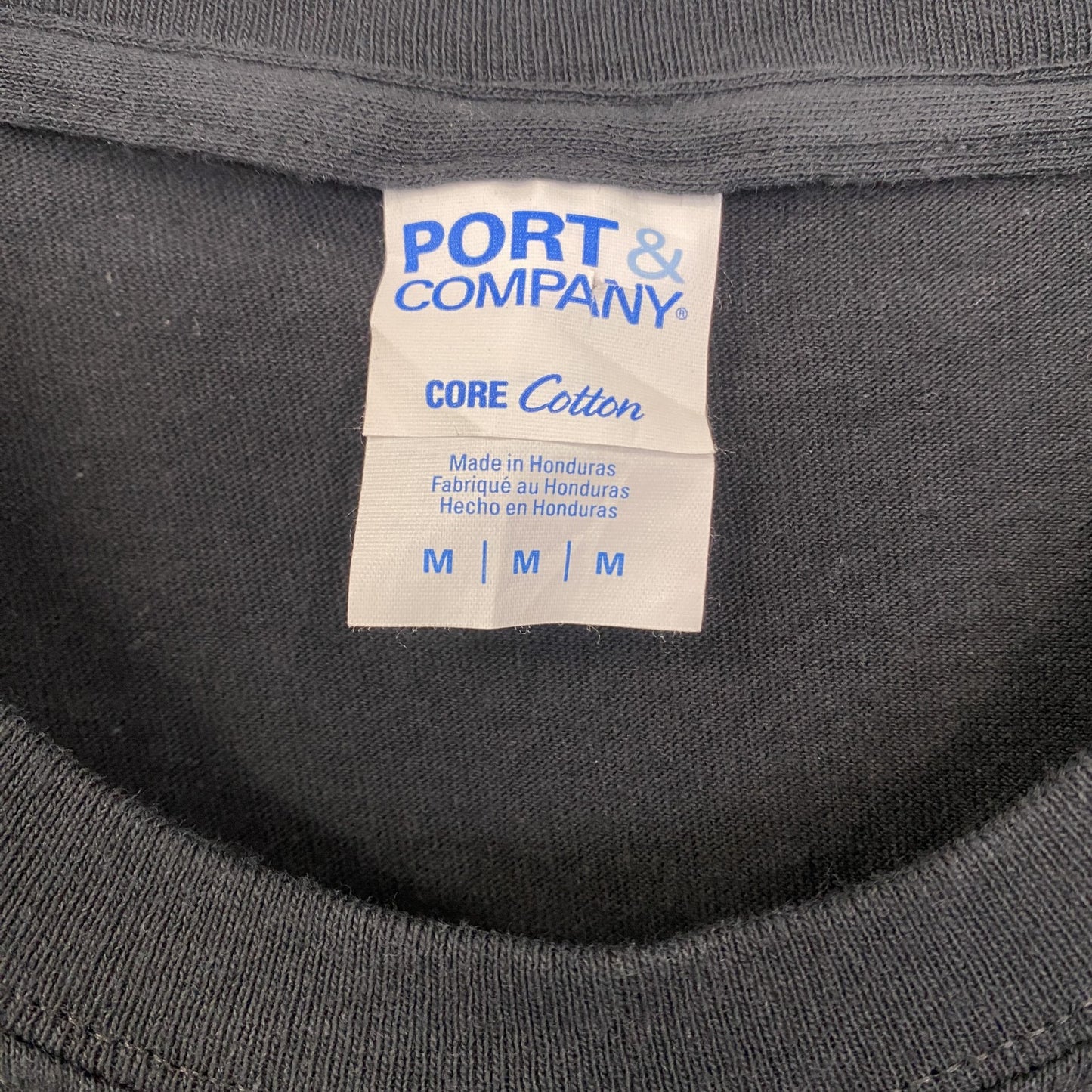 古着 used　PORT＆COMPANY　半袖プリントロゴTシャツ　クルーネック　POLAR BEARS　レトロ　黒　Mサイズ