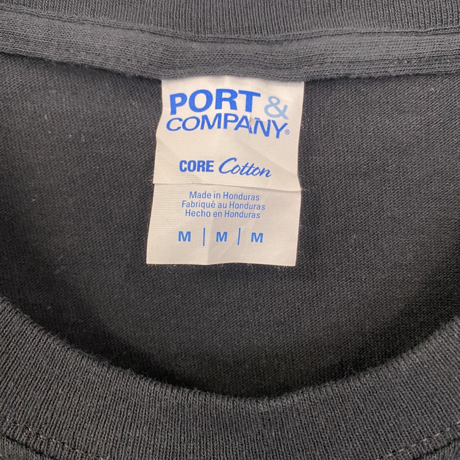 古着 used　PORT＆COMPANY　半袖プリントロゴTシャツ　クルーネック　POLAR BEARS　レトロ　黒　Mサイズ
