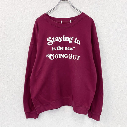 00s　スウェット/トレーナー　3連プリント　ヴィンテージ　赤紫　ボルドー　2XLサイズ