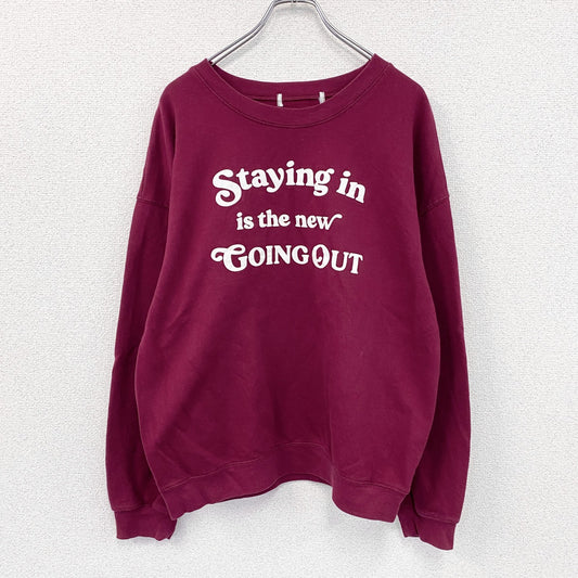 00s　スウェット/トレーナー　3連プリント　ヴィンテージ　赤紫　ボルドー　2XLサイズ