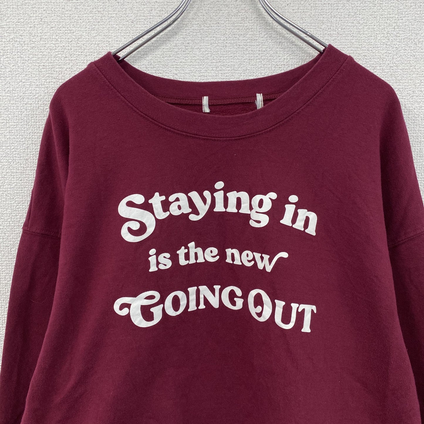 00s　スウェット/トレーナー　3連プリント　ヴィンテージ　赤紫　ボルドー　2XLサイズ