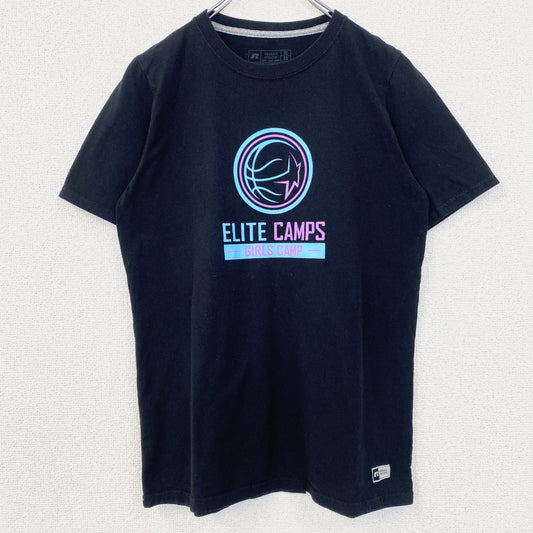 RUSSELL ATHLETC　ラッセル　半袖プリントTシャツ　3連プリント　バスケットボール　クルーネック　黒　ブラック　XLサイズ