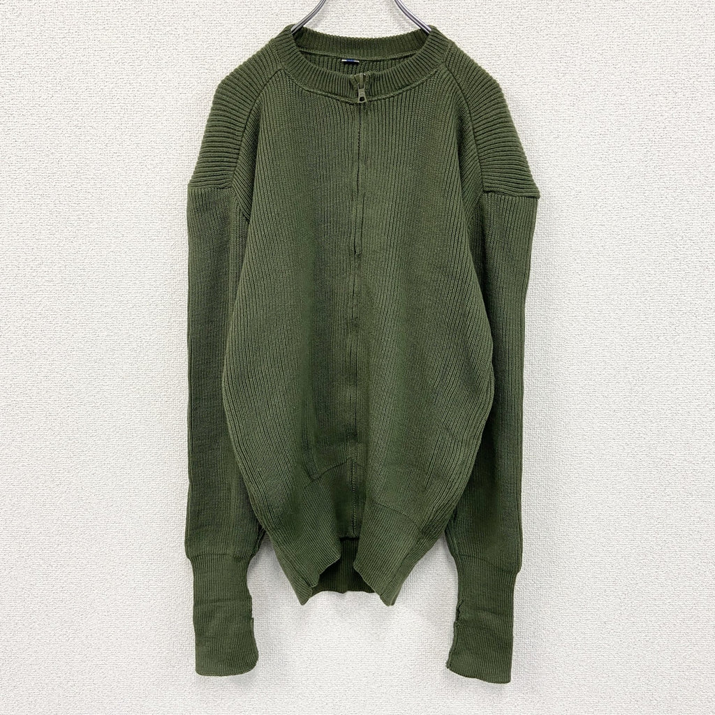 70s　スウェーデン軍　フルジップウールニットカーディガン　ヴィンテージ　緑　グリーン　6サイズ