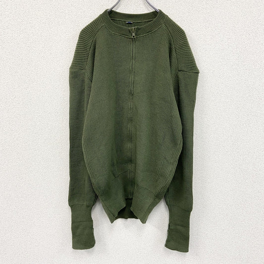 70s　スウェーデン軍　フルジップウールニットカーディガン　ヴィンテージ　緑　グリーン　6サイズ
