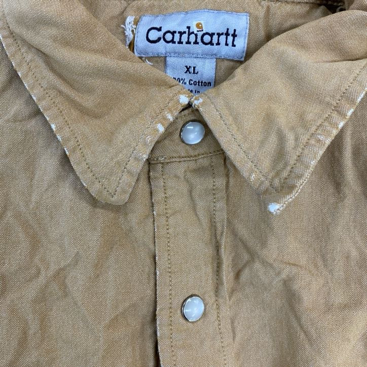Carhartt　カーハート　半袖ワークシャツ　ボタンダウンシャツ　ダブルポケット　ベージュ　XLサイズ