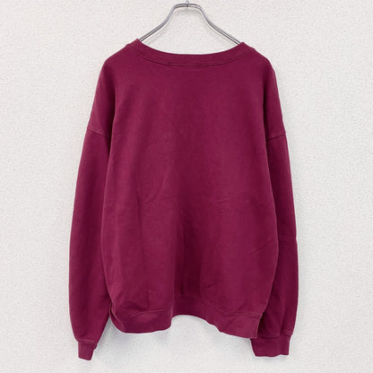 00s　スウェット/トレーナー　3連プリント　ヴィンテージ　赤紫　ボルドー　2XLサイズ