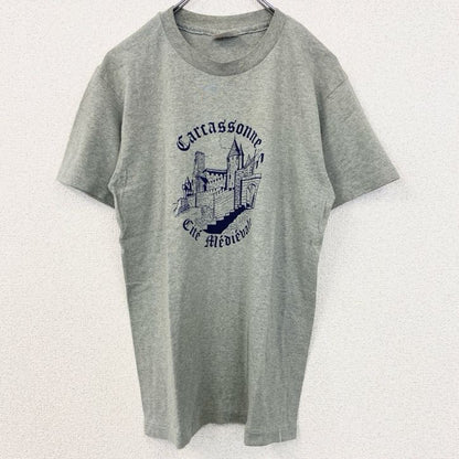 古着 used Hanes　ヘインズ　TOP　T　半袖プリントTシャツ　シングルステッチ　ヴィンテージ　90s　グレー　Mサイズ