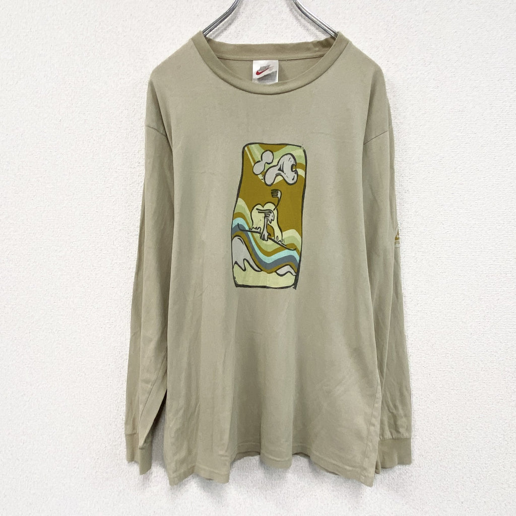 90s　NIKE ACG　ナイキエーシージー　長袖プリントTシャツ/ロンT　ヴィンテージ　ベージュ　Sサイズ