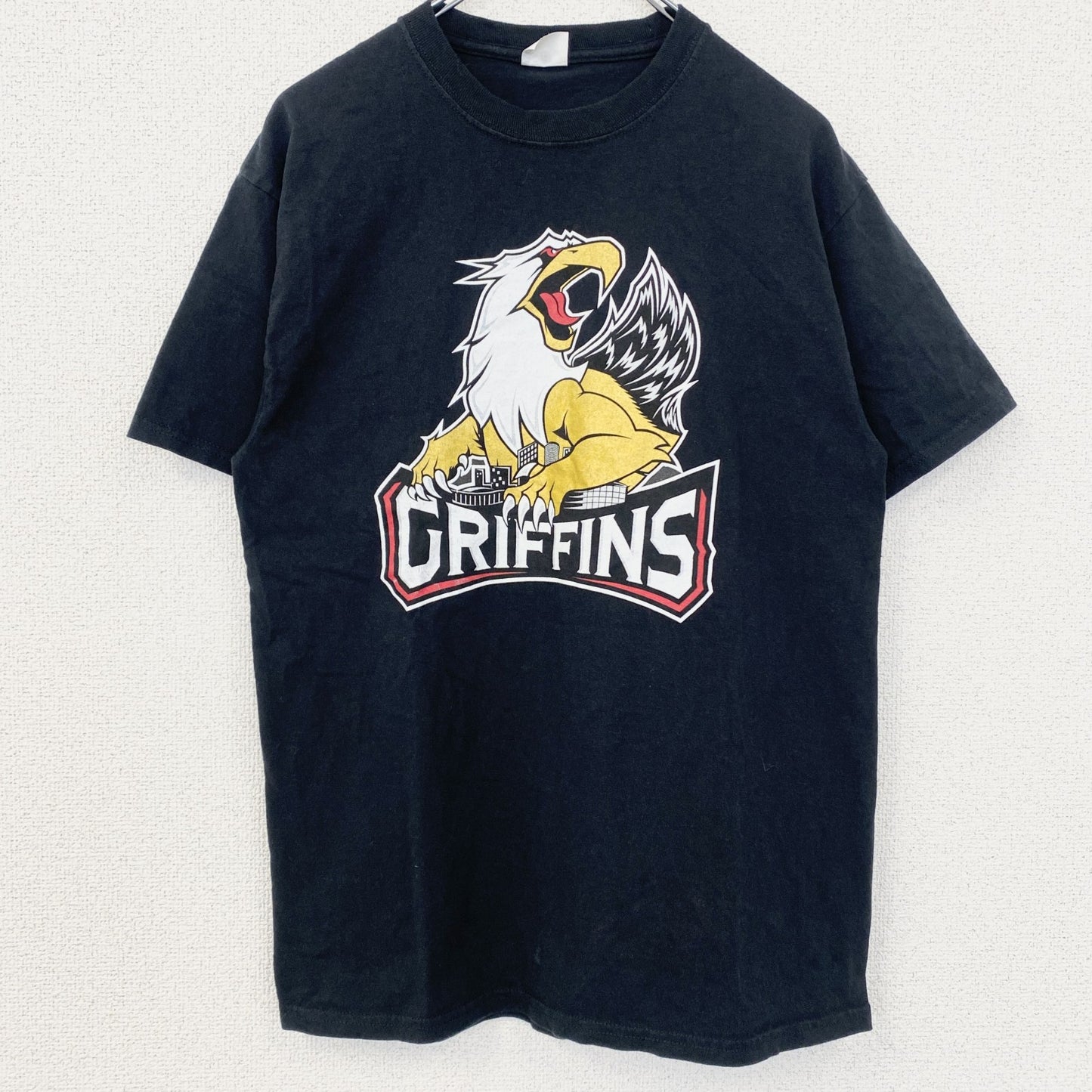 古着 used　Griffins　半袖プリントTシャツ　NHL　アイスホッケー　クルーネック　レトロデザイン　黒　ブラック