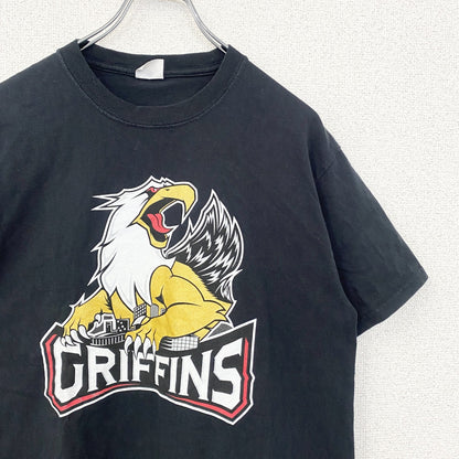 古着 used　Griffins　半袖プリントTシャツ　NHL　アイスホッケー　クルーネック　レトロデザイン　黒　ブラック