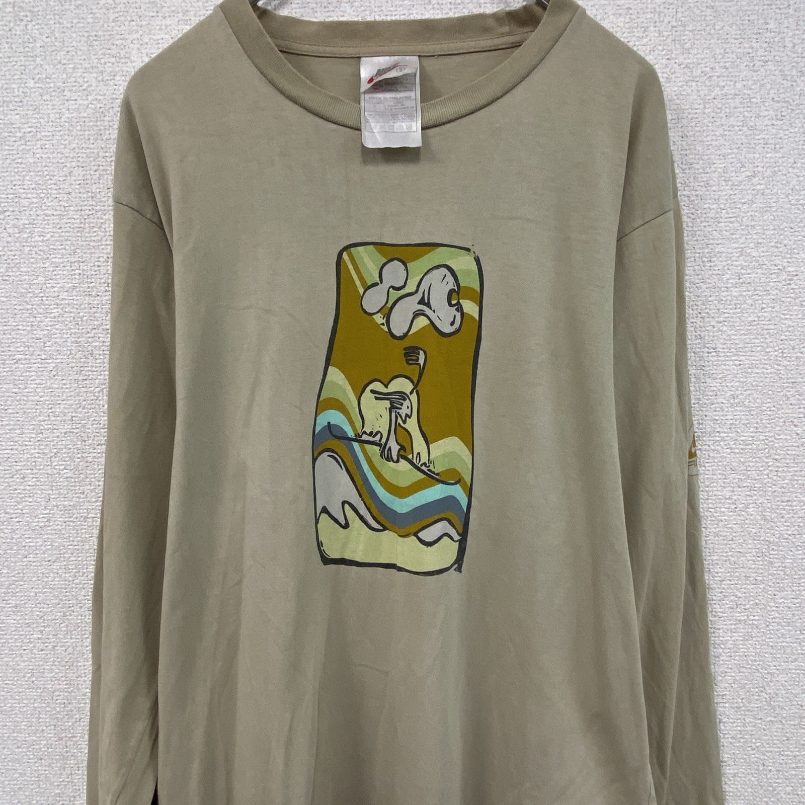 90s　NIKE ACG　ナイキエーシージー　長袖プリントTシャツ/ロンT　ヴィンテージ　ベージュ　Sサイズ
