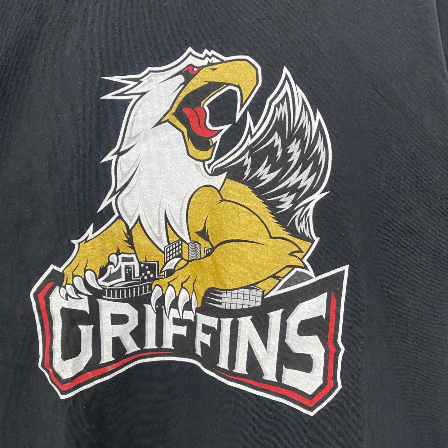 古着 used　Griffins　半袖プリントTシャツ　NHL　アイスホッケー　クルーネック　レトロデザイン　黒　ブラック