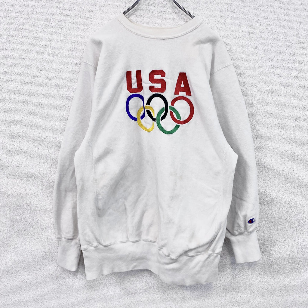 90s　Champion　チャンピオン　リバースウィーブ　スウェット/トレーナー　刺繍タグ　ホワイト　XLサイズ