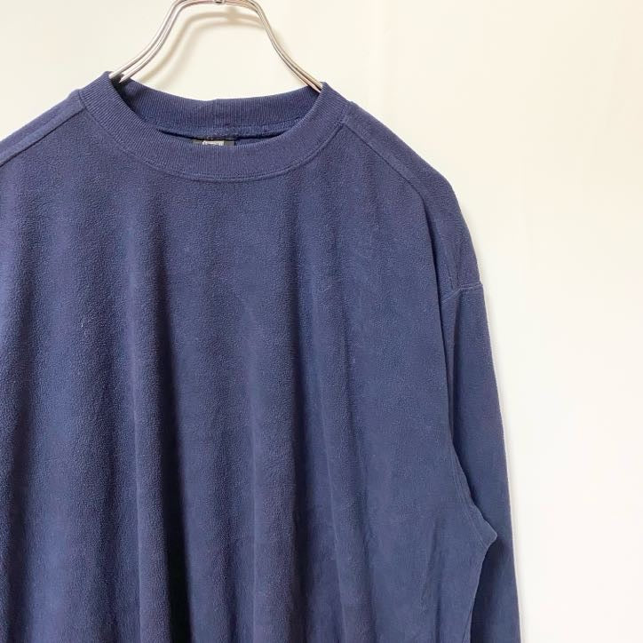 古着 used　NIKEGOLF ナイキゴルフ　長袖フリーススウェット　ワンポイント刺繍プルオーバー　ネイビー　紺　Mサイズ