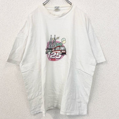 古着 used Hanes　ヘインズ　TOP　T　半袖プリントTシャツ　KVB　125　電車　白　ホワイト　XLサイズ