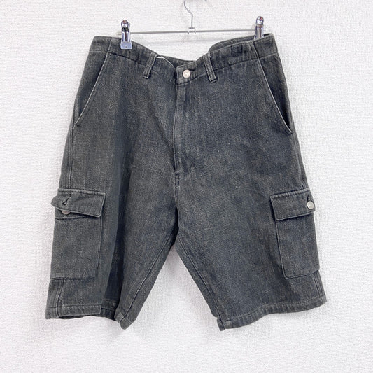 Satiate　ブラックデニムカーゴパンツ　デニムハーフパンツ/ショートパンツ　ジップフライ　黒　ブラック　Lサイズ