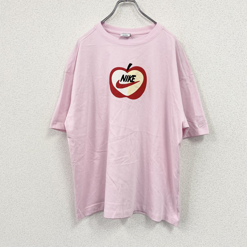 NIKE　ナイキ　半袖プリントTシャツ　スウッシュ　リンゴ　フルーツ　ピンク　Lサイズ