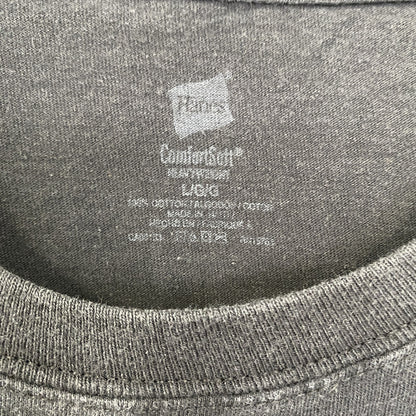 古着 used　ComfortSoft　HANES　半袖プリントTシャツ　クルーネック　レトロデザイン　黒　ブラック　Lサイズ　