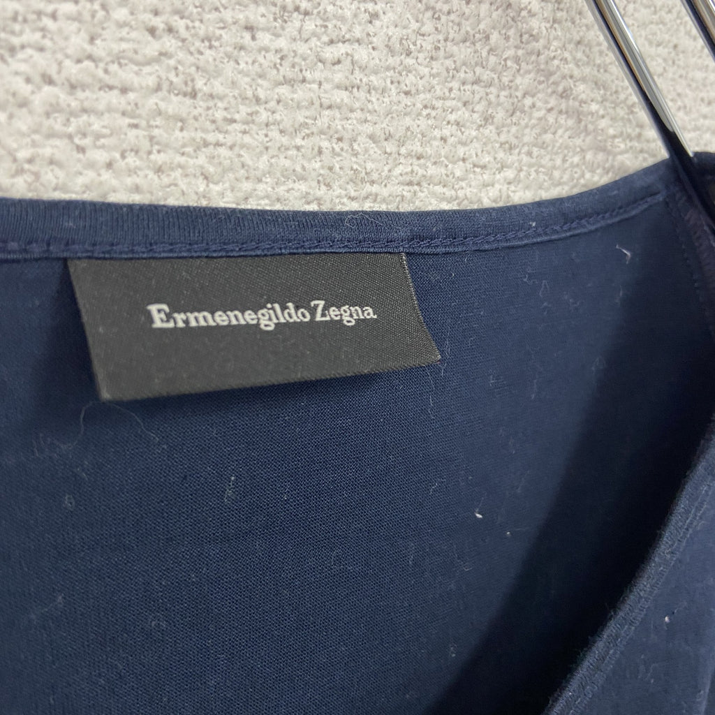 Ermenegildo Zegna　ゼニア　半袖ヘンリーネックTシャツ　紺　ネイビー　Mサイズ