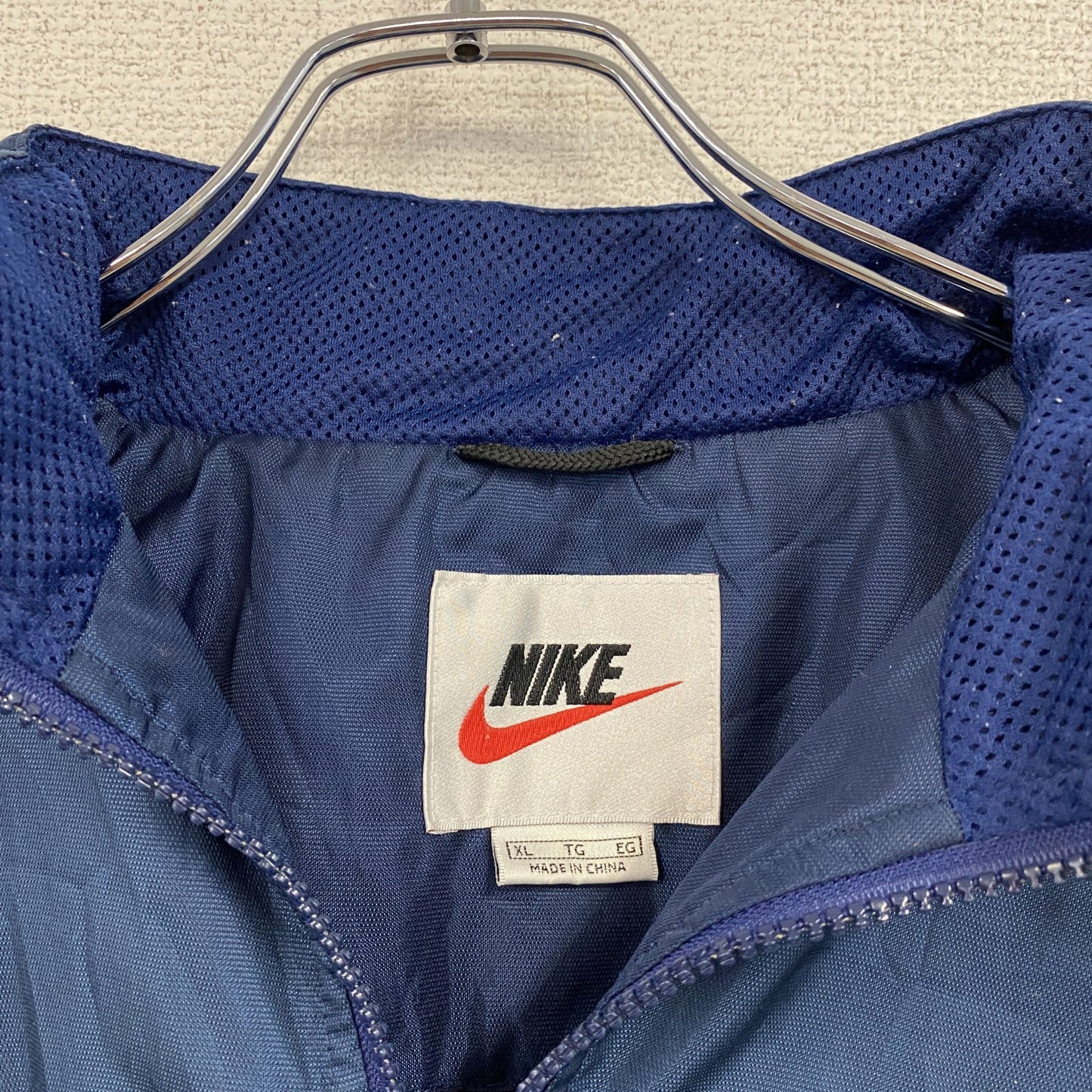 90s　NIKE　ナイキ　フルジップジャケット　スウッシュ　ワンポイント　ヴィンテージ　紺　ネイビー　XLサイズ