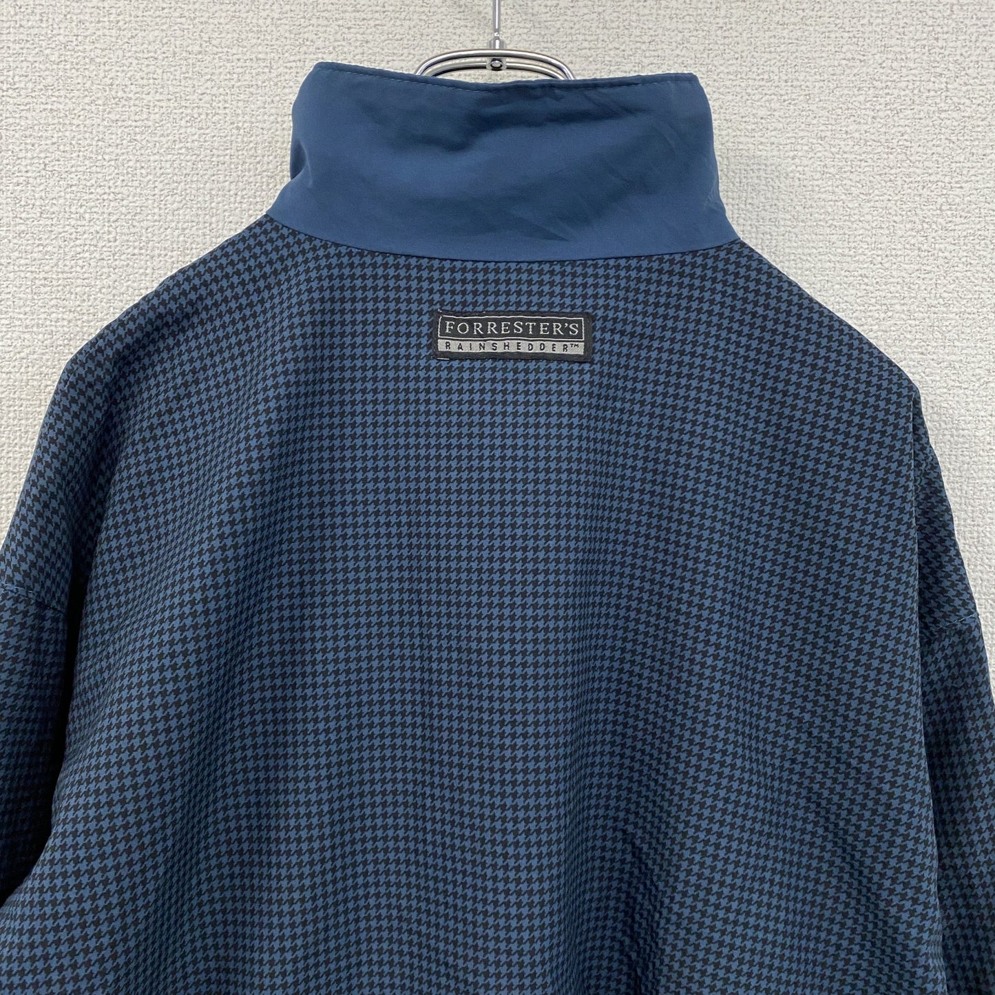 80s～　Forrester's　ハーフジッププルオーバージャケット　ロケットTALON　千鳥格子　ブルー　Lサイズ