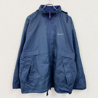 90s　NIKE　ナイキ　フルジップジャケット　スウッシュ　ワンポイント　ヴィンテージ　紺　ネイビー　XLサイズ