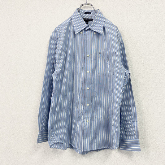 TOMMY HILFIGER　トミーヒルフィガー　長袖ボタンダウンシャツ　ストライプ柄　水色　ライトブルー　Lサイズ