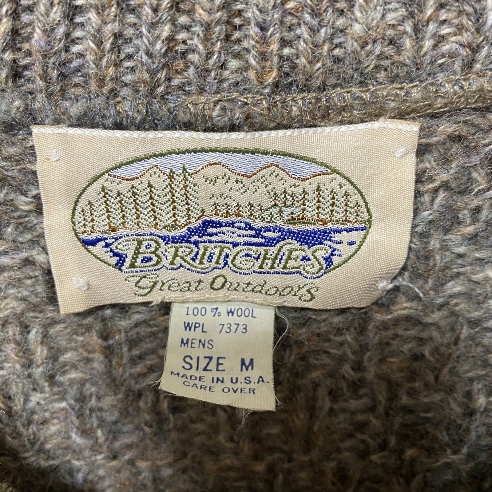 古着 used　Britches Great　Outdoors　USA製　長袖無地ウールニット　セーター　マトンスリーブ　Mサイズ