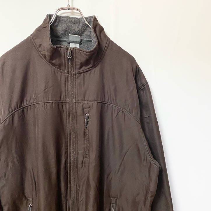 古着 used　C9 by Champion　チャンピオン　長袖ナイロンジャケット　裏フリース　茶色　ビックシルエット　XLサイズ