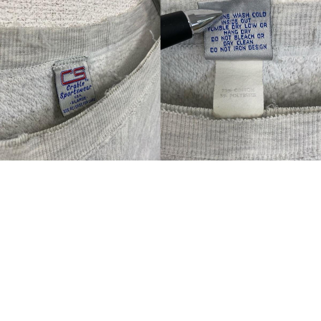 90s　Crable Sportswear　リバースウィーブタイプ　スウェット/トレーナー　灰色　グレー　XLサイズ