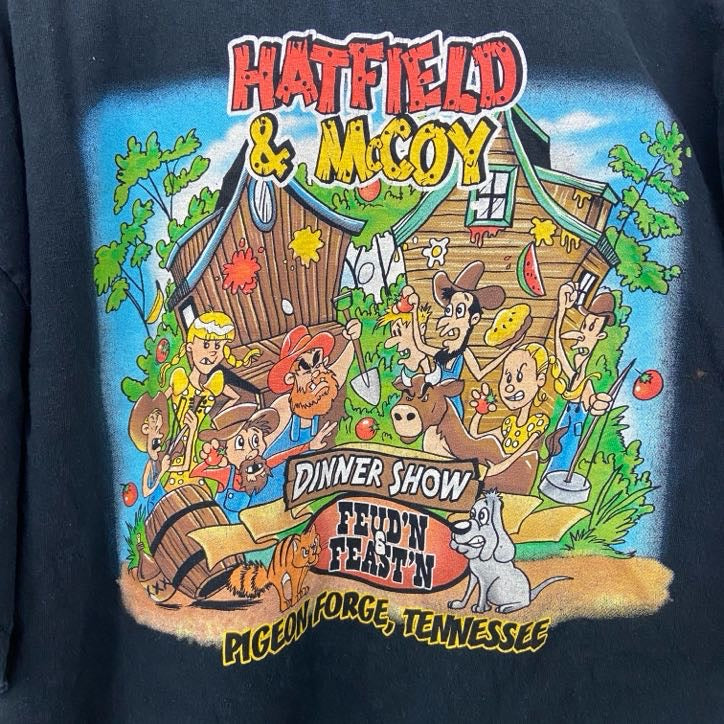 古着 used 半袖プリントTシャツ　Hatfield & McCoy Dinner Show　USA　アメリカ　ブラック　黒