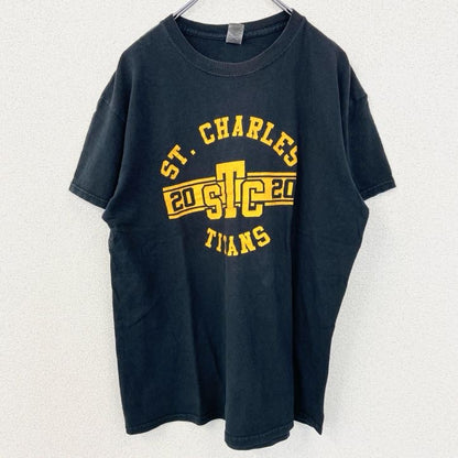 GILDAN　ギルダン　半袖プリントTシャツ　アーチプリント　両面プリント　黒　ブラック　Lサイズ